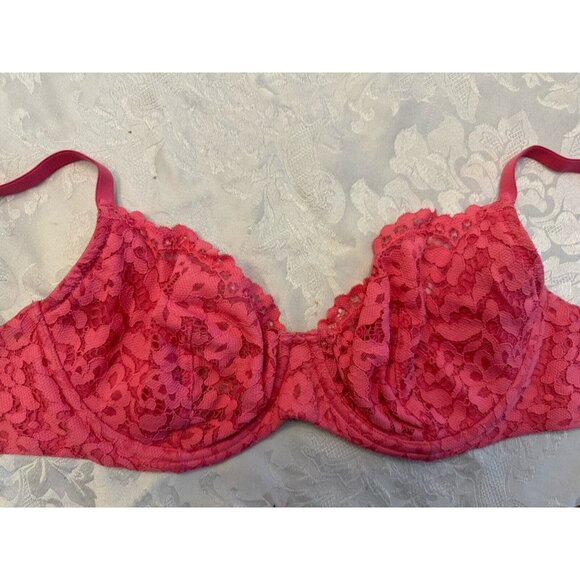 Victoria's Secret Bra 34DD Body By Victoria Unlined Demi Pink‎ Lace Lingerie - Picture 2 of 9